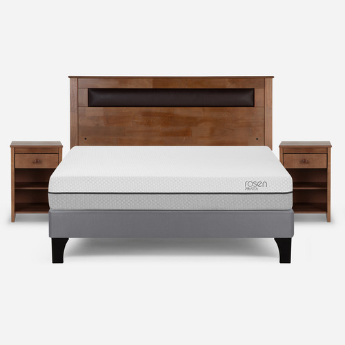 Cama Europea Pratta 2 Plazas Pata Madera Bn +muebles Ferrara