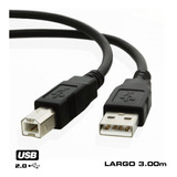 Cable Usb 2.0. De Impresora Filtro 3.00m Negro 