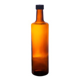 Botella Vidrio Aceite 750 Cc Redonda Ambar Con Tapa X36 Unid