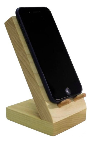 Base Soporte Porta Celular Escritorio  Madera Pino 