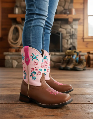 Bota Vaquera Para Niña 100% Piel Taurino Baby Barbara