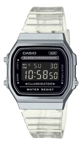 Reloj Casio Original Unisex A168x3es-1b Correa Transparente 