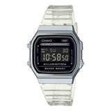 Reloj Casio Original Unisex A168x3es-1b Correa Transparente 