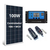 Kit Painel Solar 100w + Controlador Carga + Mc4