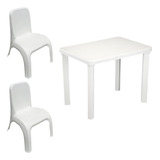 Kit Mesa Plástica Infantil Branca E 2 Cadeiras Branca