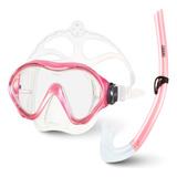 Óculos Máscara Mergulho C/ Snorkel Kit Mergulho Infantil Cor Rosa-claro