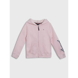 Polerón Hoodie Con Polar Y Cierre Rosado Tommy Hilfiger