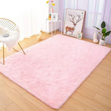 Tapete 1,00x1,50 Sala Quarto  Casa Laura Enxovais Felpudo Super Macio Shaggy Rosa