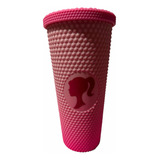 Vaso Barbie Color Rosa Con Popote Reutilizable Tapa Y Popo