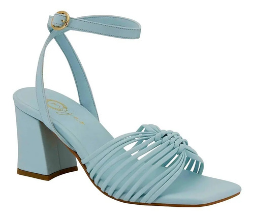 Zapatilla Abierta Tacón Color Azul Pastel 217-28