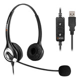 Cascos Usb Con Micrófono Y Cancelación De Ruido, Control En