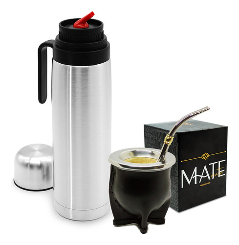 Termo Acero Con Manija 1 L Mate Uruguayo + Bombilla Regalo