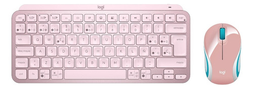 Kit Logitech Teclado Mxkeys Mini Y Mouse M187 Mini Bluetooth Color Del Teclado Rosa