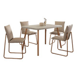 Conjunto De Jantar Mesa 120cm + 4 Cadeiras Soft Estofadas Pr