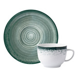 Taza De Té Con Plato Porcelana Schmidt Esfera Color Color Verde