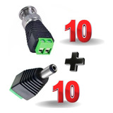 Kit 10 Conectores Bnc Macho Com Borne + 10 Plug P4 Macho