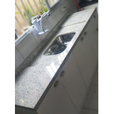 Pia Cozinha Granito Branco Dallas 2,20x0,60m Com Cuba Inox