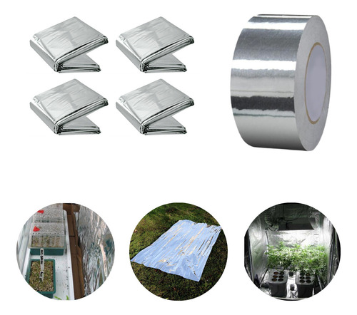 Kit C/4 Isolante Reflexivo Grow Mylar C/ Fita 2,10x1,40m Led