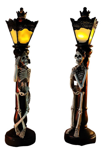 Candelabro Sin Llama De Calavera De Halloween, Lámpara De Lu