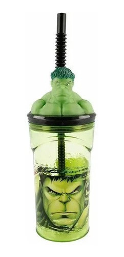 Vaso Con Sorbete Tapa 3d Infantil Hulk Avengers Cresko