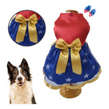 Vestido Mulher Maravinha Com Lacinho Festa Carnaval Pet Shop