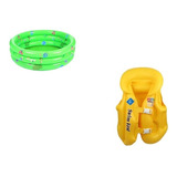 Piscina Inflable + Chaleco Salvavidas Plástico Bebe 80x35cms