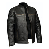 Chamarra Piel Borrego Biker Hombre Color Negro C-104