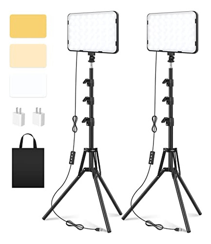 Kit De Iluminación De Fotografía En Video Led De 2 Paquetes