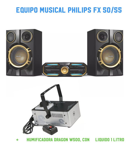 Equipo Musica Philips Fx +1 Maq Humo W500 Pack Party