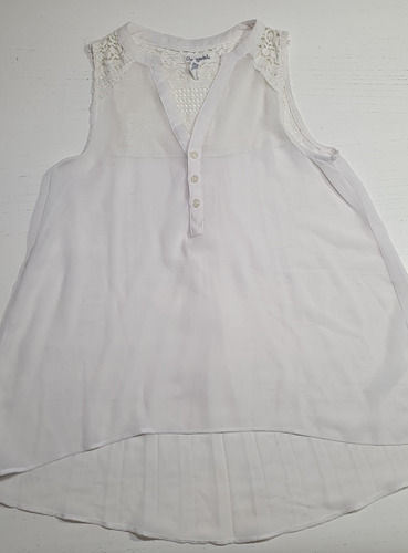 Blusa Blanca Sin Mangas Aeropostale Encaje Atrás Talle Xs