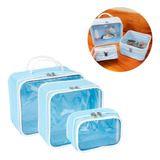 Kit 3 Nécessaire Transparente Bolsa Higienica Roupas  