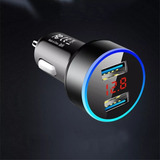 Cargador Doble Usb Con Voltimetro Para Auto Universal