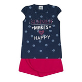 Conjunto Infantil Blusa E Short-saia Em Cotton Menina 4 A 8