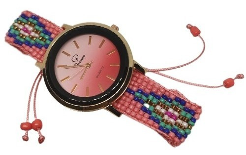 Reloj Dama Acerado Con Pulso Tejido Artesanal 00515