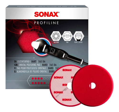 Sonax Pad Esponja Premium Dura Alto Corte Extremo Roja 5,6in