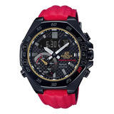 Reloj Casio Edifice Honda Racing Original Time Square Color De La Correa Rojo Color Del Bisel Negro Color Del Fondo Negro