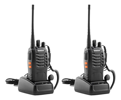 Kit 02 Radios Bf-777s Vhf/uhf 16 Canais Comunicador Baofeng Bandas De Freqüência 400 - 470mhz Cor Preto