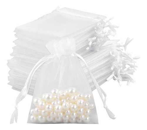 Pack 100 Bolsas Organza Tela Blanca 10x15 Cm Color Blanco