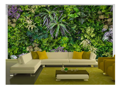 Papel De Parede Mural Verde Plantas Folhas Muro 12m² Xna246