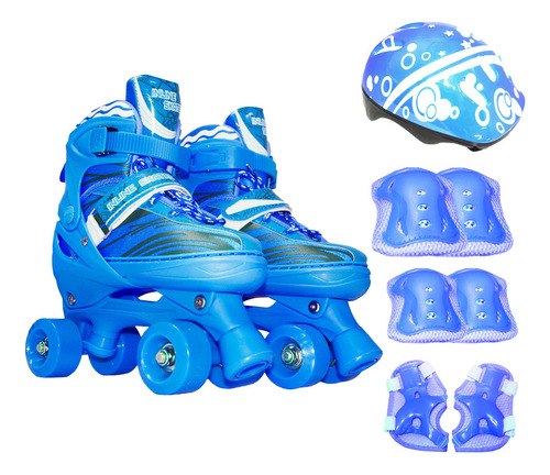 Patins Infantil Roller 4 Rodas + Capacete Proteção Ajustável