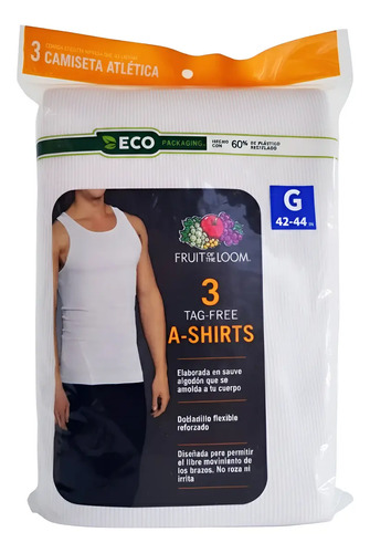 Camiseta Atletica Fruit Of The Loom Caballero 2501m Blanco | MercadoLibre