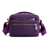 Bolsa Crossbody Mujer Alta Capacidad Nylon Correa Ajustable Color Violeta Oscuro