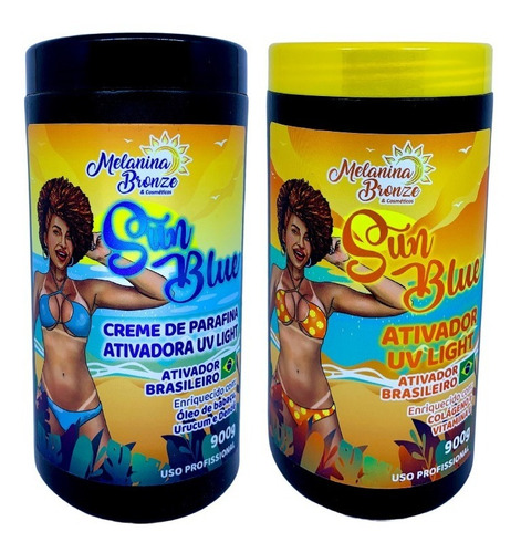 Kit Parafina E Ativador Sun Blue 900g Melanina Bronze