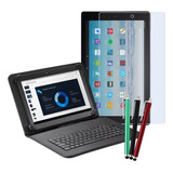 Capa Teclado P/ Tablet Amazon Fire Hd 10 + Película De Vidro