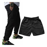 Kit Calça Jogger Short Bermuda Tactel Para Esporte Treino