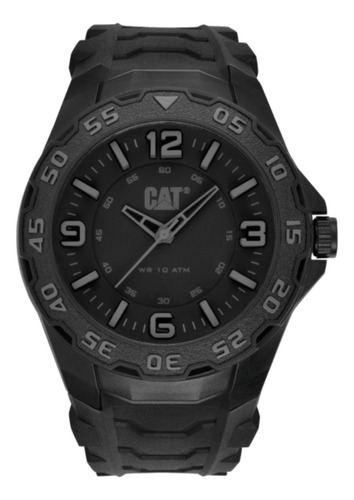 Reloj Pulsera Cat Motion De Cuerpo Color Negro, Analógico, Para Hombre, Fondo Negro, Con Correa De Goma Color Negro, Agujas Color Gris Y Negro, Dial Gris, Minutero/segundero Gris, Bisel Color Negro Y 