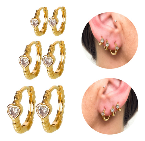 Trio Argolinhas Feminino Folheado A Ouro 18k 