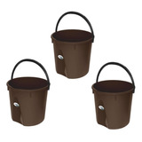 3 Pack Cubeta Rígida 13l Color Café