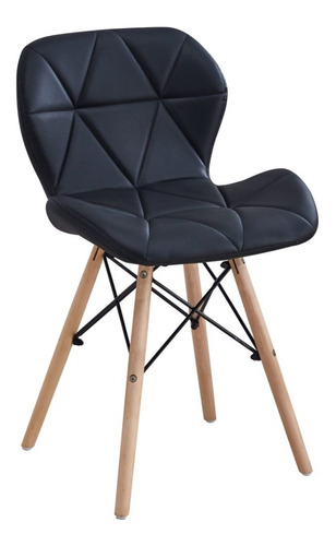 Silla Eames Tapizada Ecocuero Hexagonal Comedor Diseño Set 2