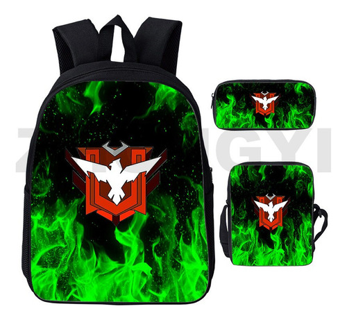 Mochilas 3d Free Fire Garena 3 En 1 For Adolescentes, Portá